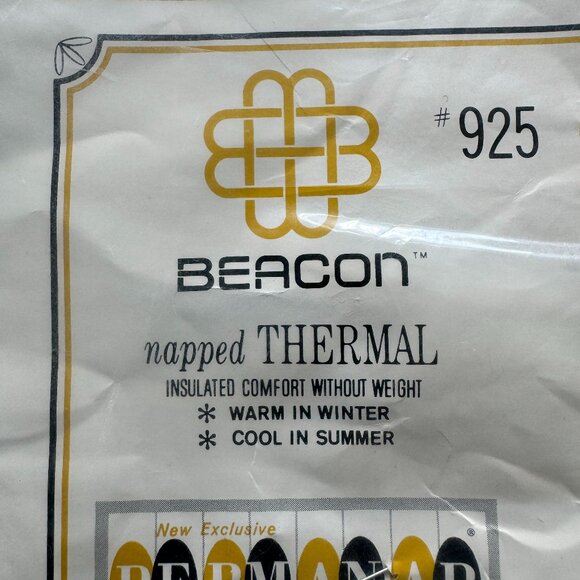 Vintage New Old Stock Beacon Napped Thermal Twin/Full Blanket Blue Satin Edge - Picture 12 of 14